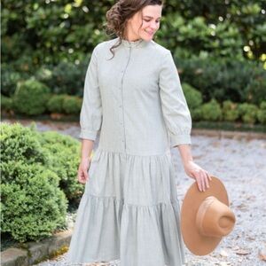 Dainty Jewells Bridgette Tiered Midi Dress Women's XXL 3/4 Sleeve Trad Wife